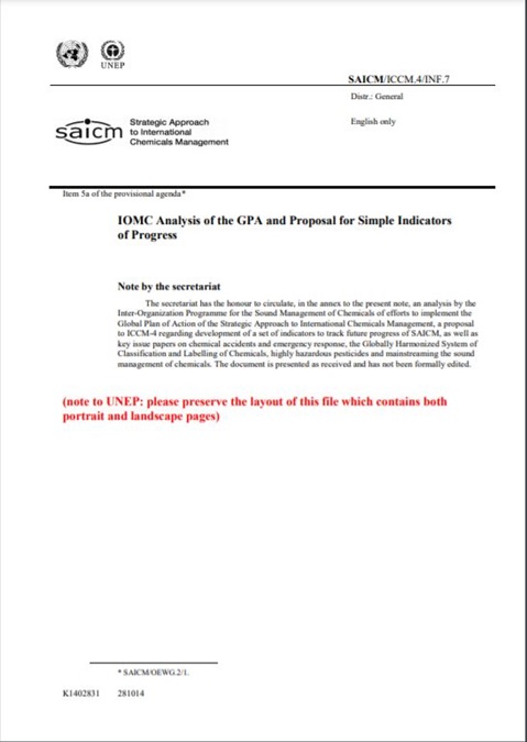 IOMC Analysis of the GPA and Proposal for Simple Indicators of Progress